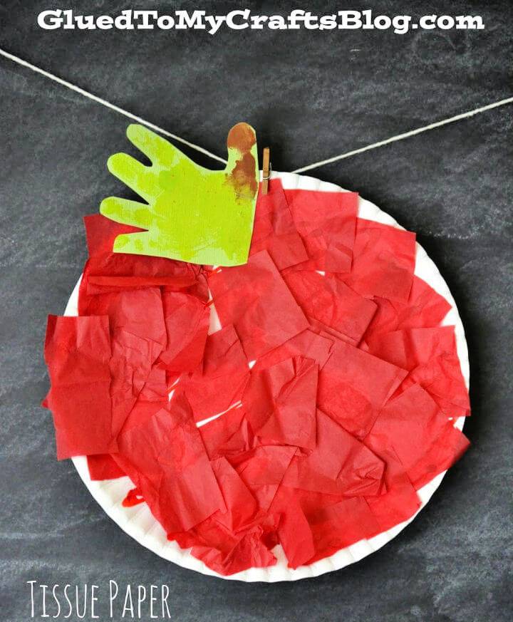 Pretty DIY Paper Plate and Tissue Paper Apple