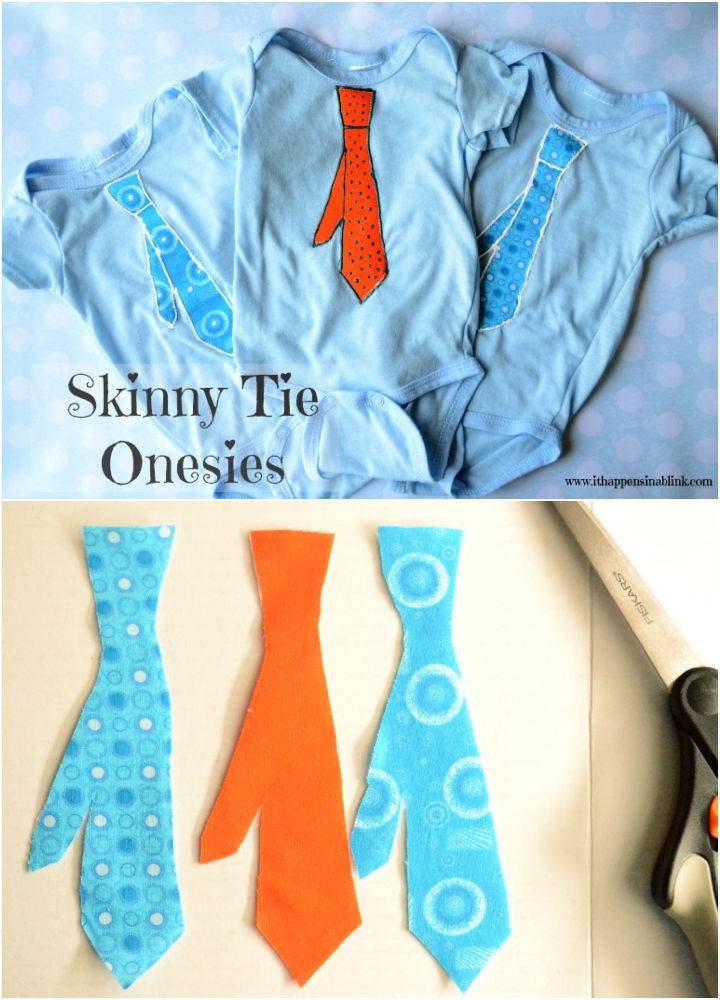 Skinny Tie Onesies with Fabric Paint Embellishment
