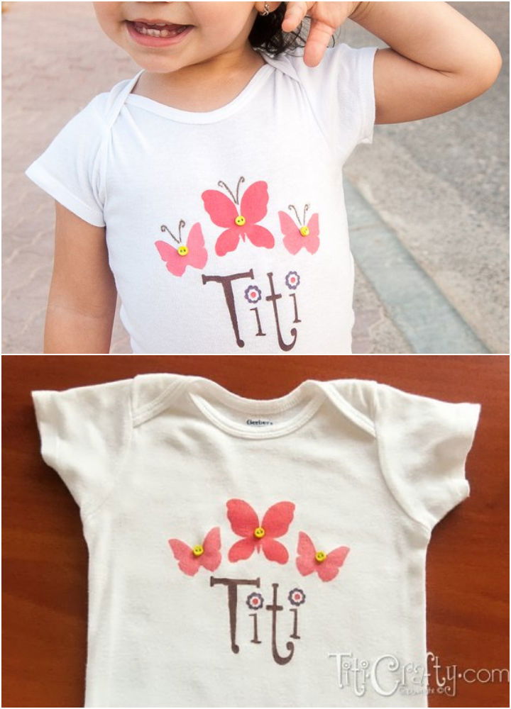 Titis Freezer Paper Stenciled Butterflies Onesie