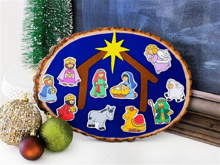 Make a Wood Slice Nativity Felt Board