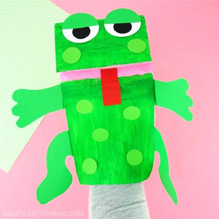Adorable Paper Bag Frog Puppet