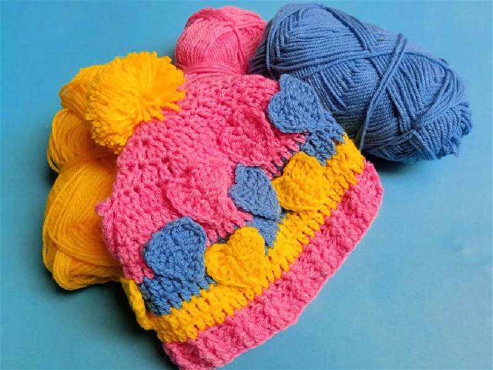 Baby Heart Stitch Crochet Beanie Hat