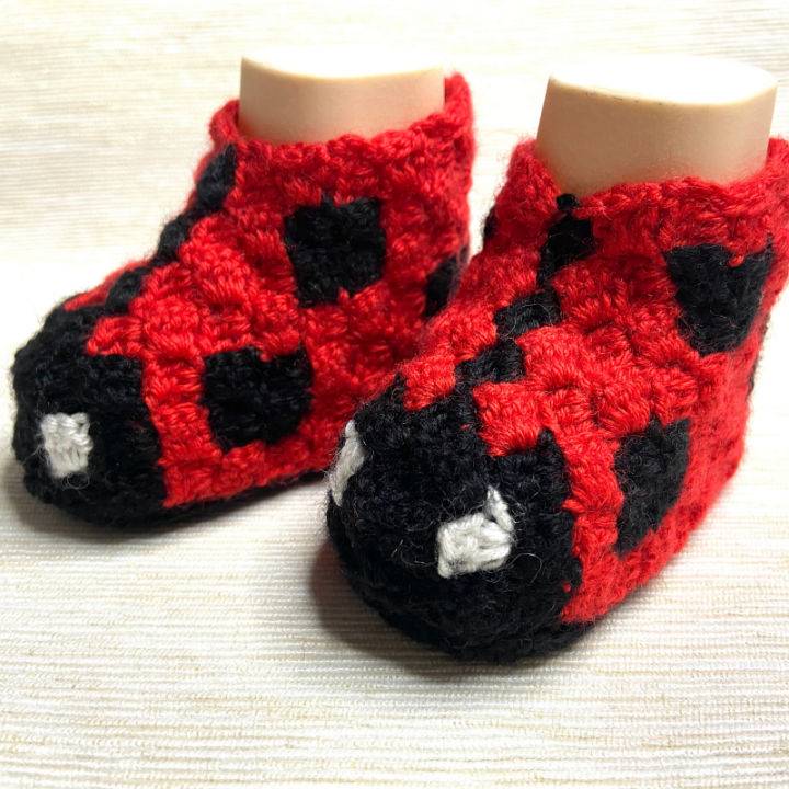 C2C Crochet Ladybug Baby Booties
