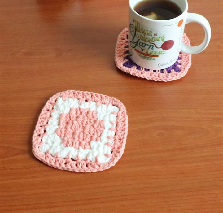 C2C Crochet Scrap Yarn Coasters Free Pattern