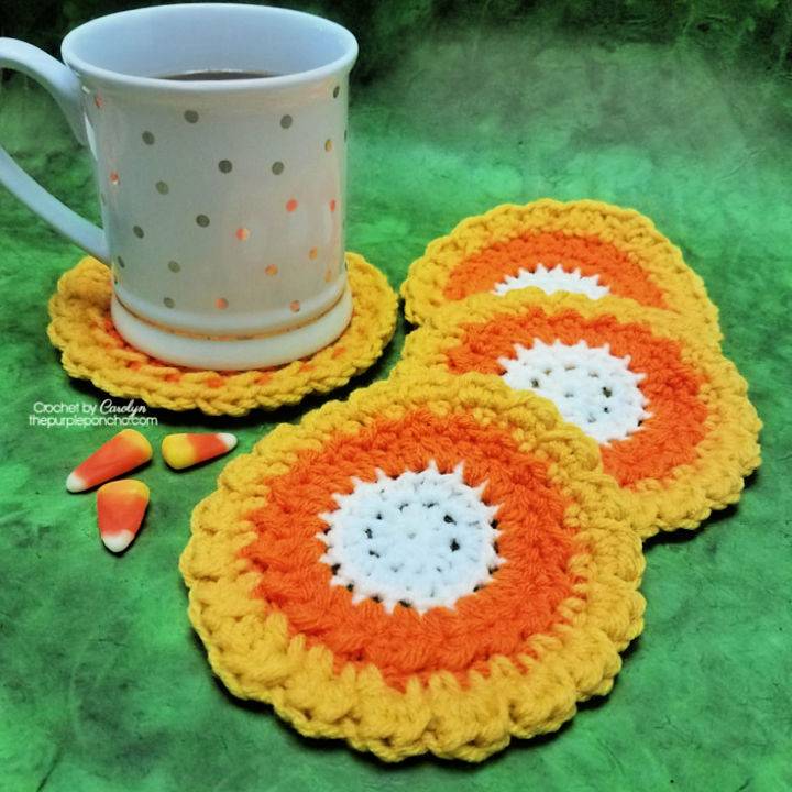 Candy Corn Coasters Crochet Pattern
