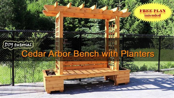 Cedar Arbor with Bench and Planters