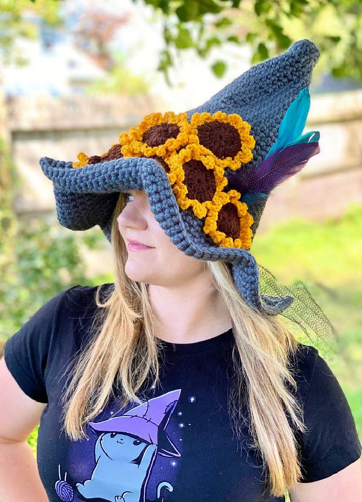 Chunky Sunflower Witch Hat Crochet Pattern