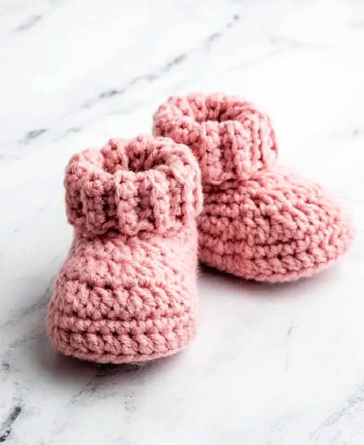 Classic Crochet Infant Booties With Folded Cuff