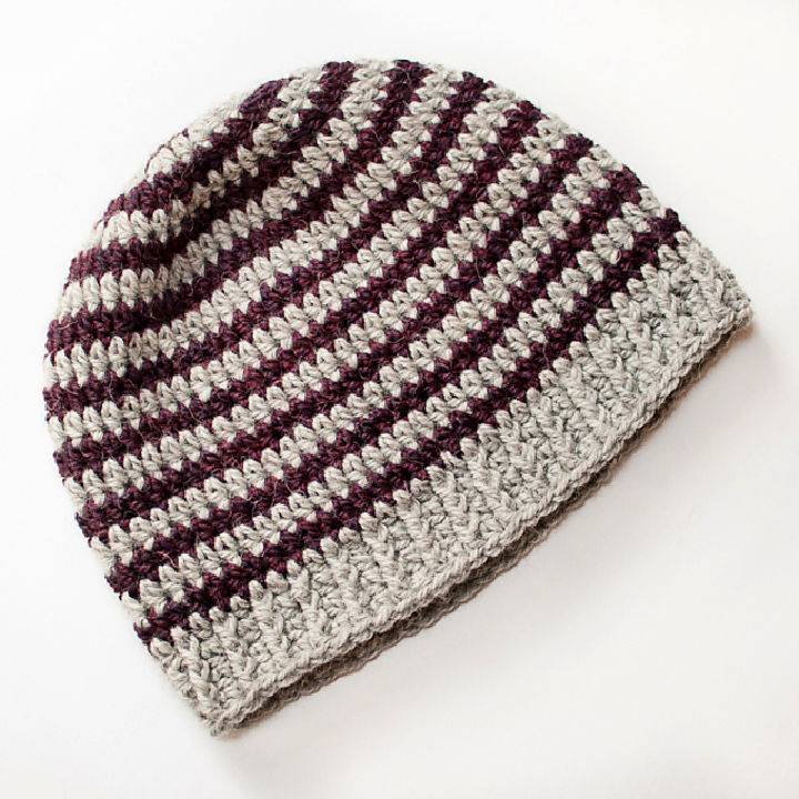 Basic Crochet Striped Men's Hat Pattern