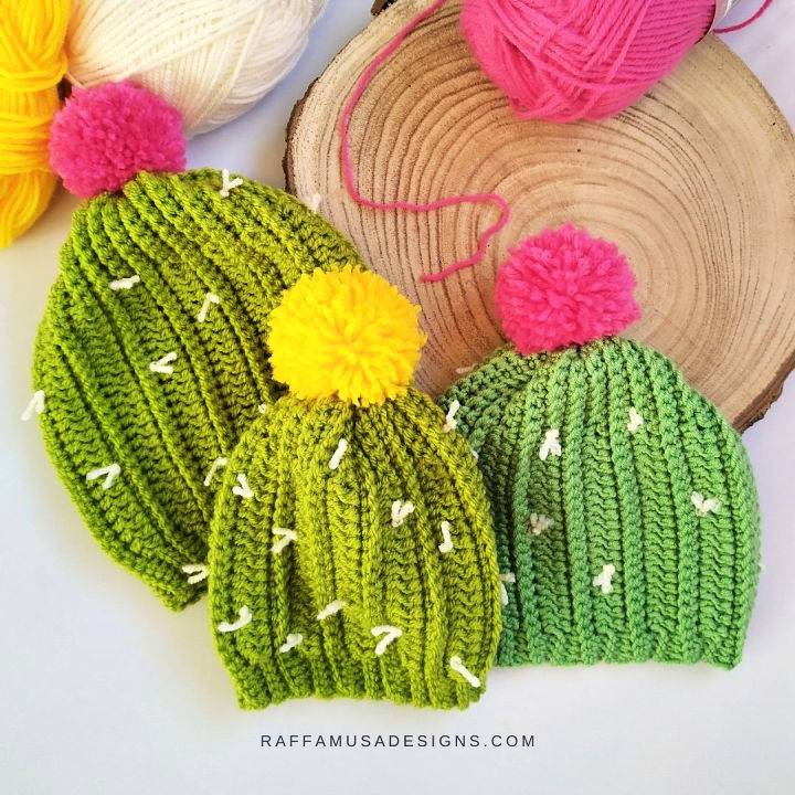 Crochet Cactus Hat Pattern for 3 Weight Yarn