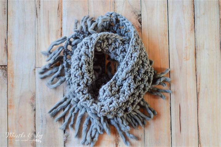Chunky Fringe Infinity Scarf Crochet Pattern