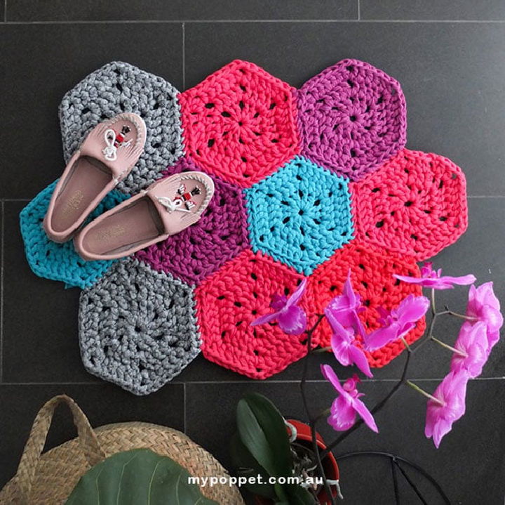 Crochet Chunky Hexie Rug Free Pattern