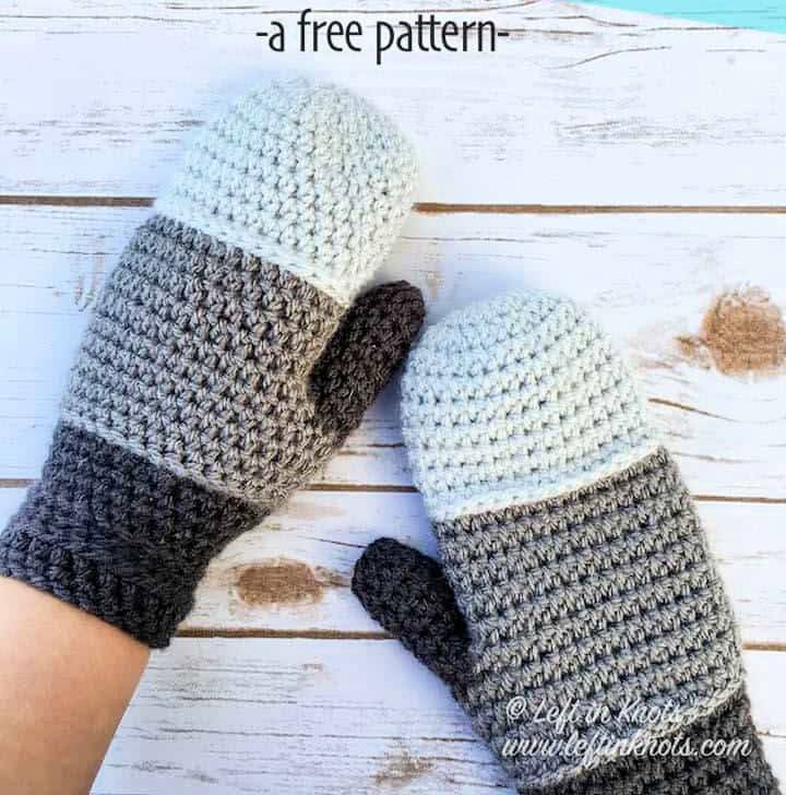 Crochet Colorblock Mittens Free Pattern
