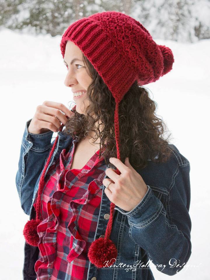 Crochet Cranberry Twist Slouchy Bonnet for Adults