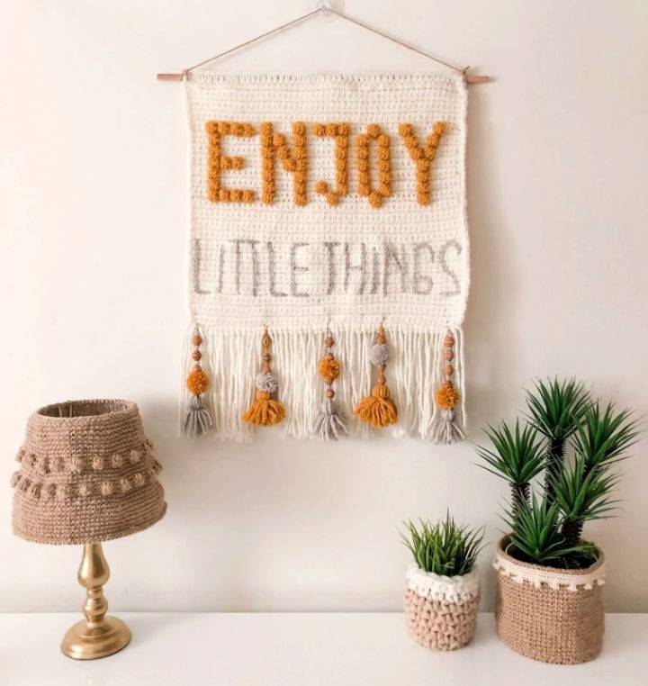Crochet Enjoy Little Things Wall Hanging