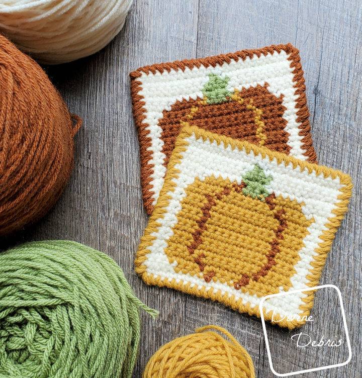 Free Crochet Fall Pumpkin Coaster Pattern