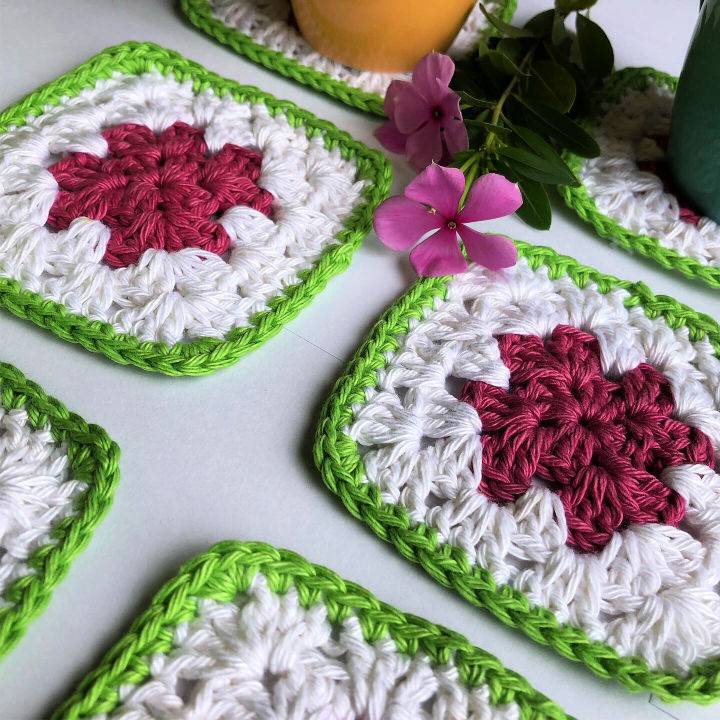 Crochet Granny Square Coaster Pattern