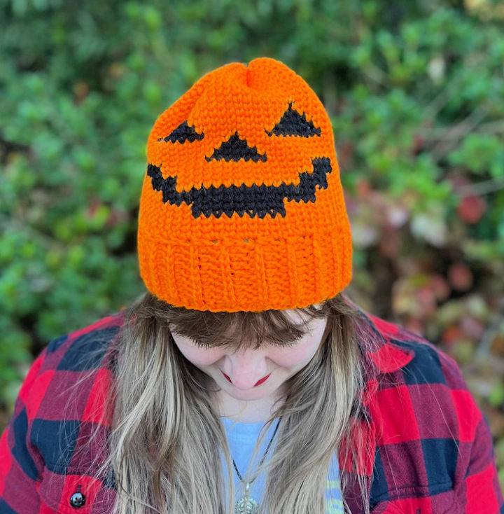 Crochet Jack O'Lantern Hat Pattern for Adults