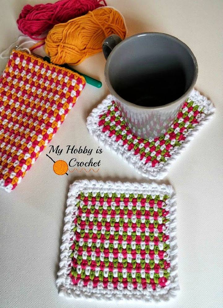Crochet Moss Stitch Cup Coaster