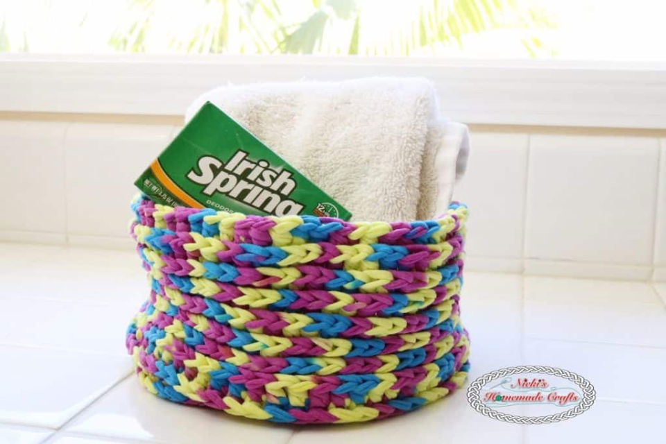 Crochet One Skein T shirt Yarn Basket