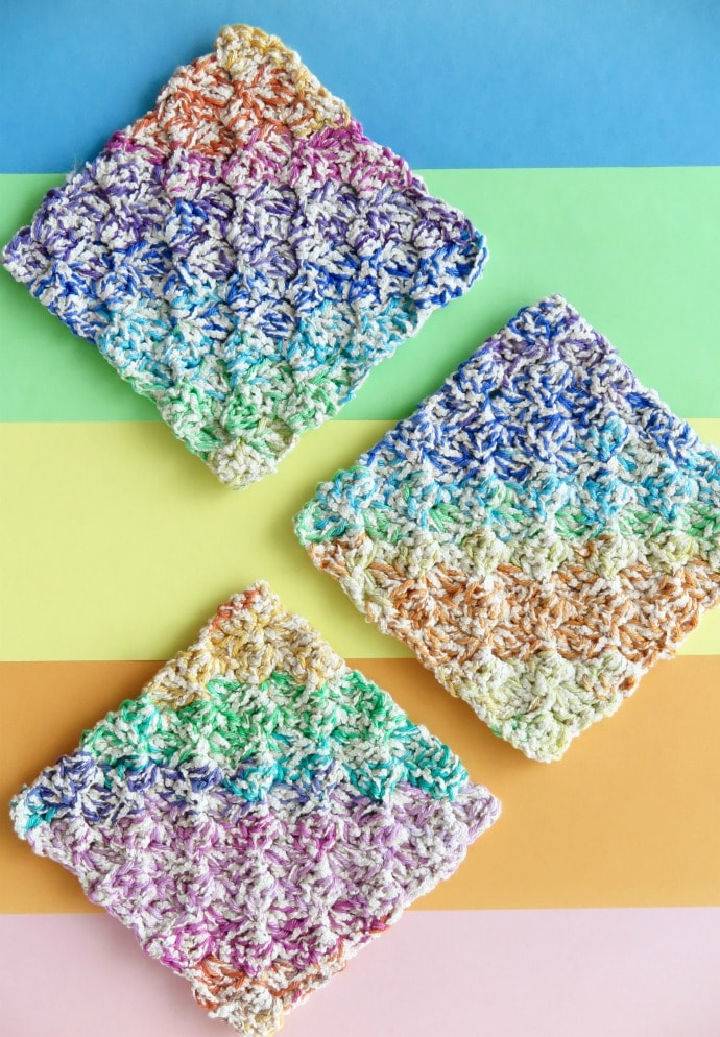Crochet Rainbow Washcloths Free Pattern
