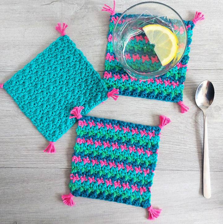 Easy Crochet Square Coaster Pattern