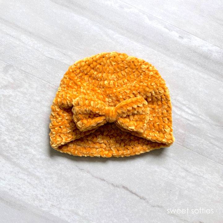 Crochet Velvet Baby Turban Free Pattern