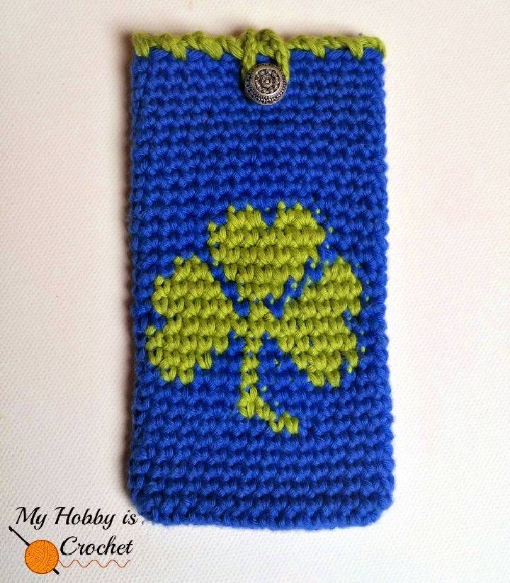 Free Crochet Shamrock Phone Cover Pattern