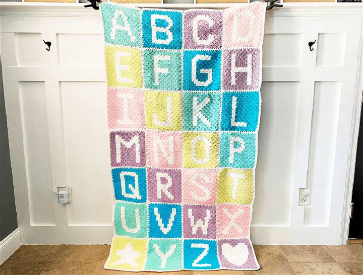 Crocheting Letters on a Blanket