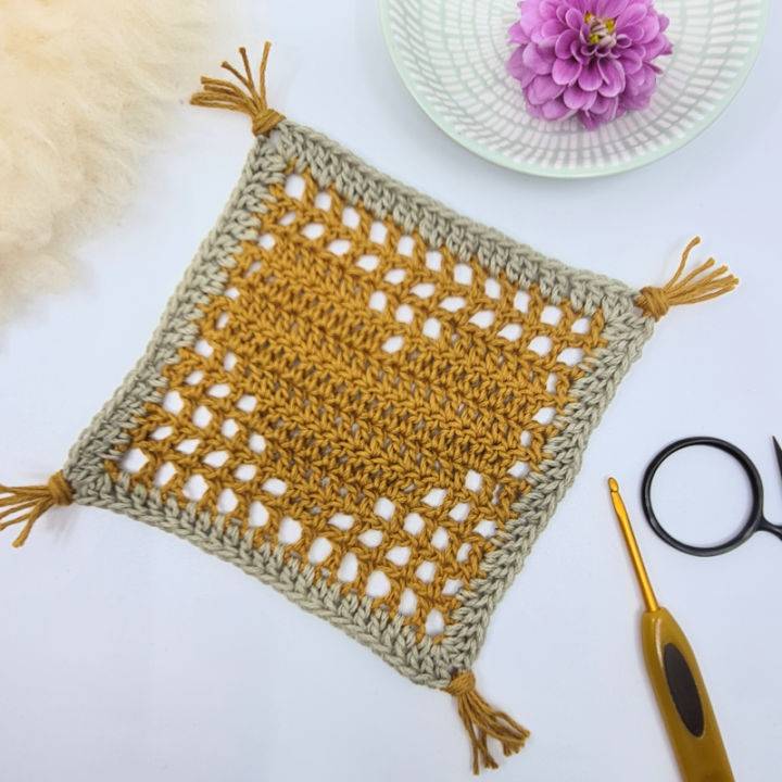 Crocheting Square Heart Coaster Pattern