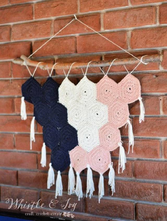 Crocheting a Boho Hexagon Wall Hanging
