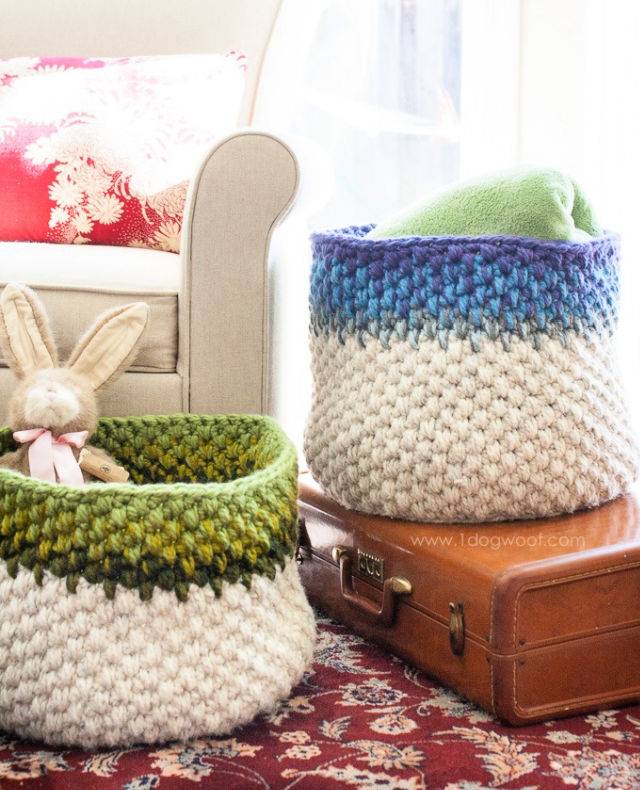 Crocheting a Color Block Basket Pattern