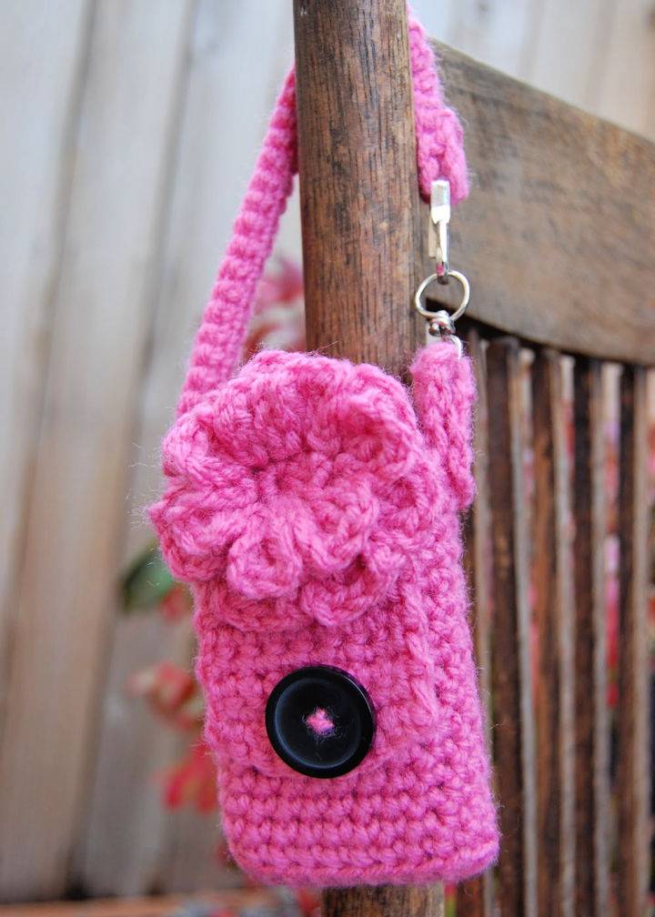 Cute Crochet Cell Phone Pouch With Strap