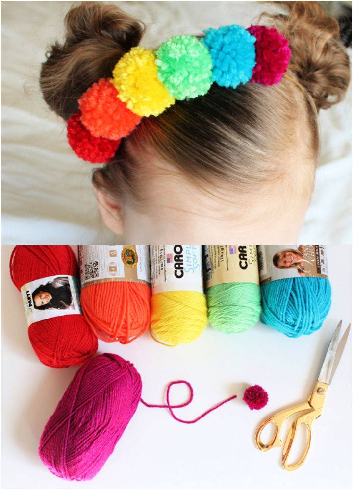 Cute DIY Rainbow Pom Pom Necklace