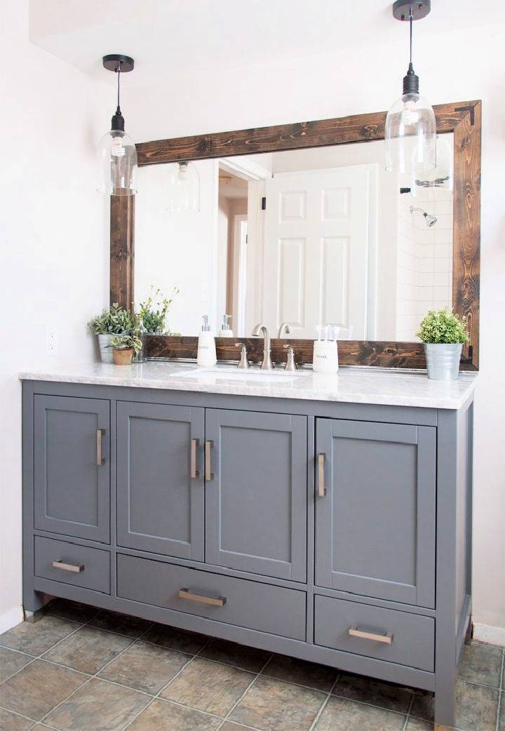 DIY Rustic Bathroom Mirror Frame