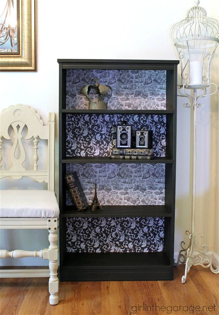 Decoupage Bookcase Themed Furniture Makeover