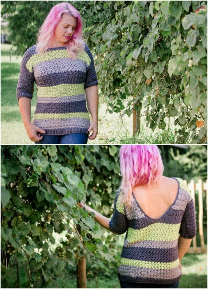 Easy Crochet Laney V Back Sweater Pattern