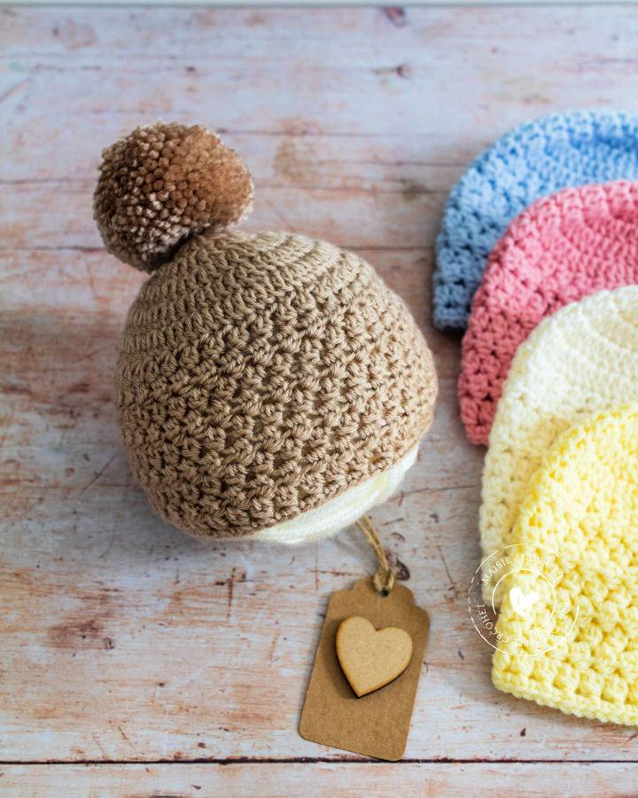 Easy Crochet Newborn Girl Hat Pattern