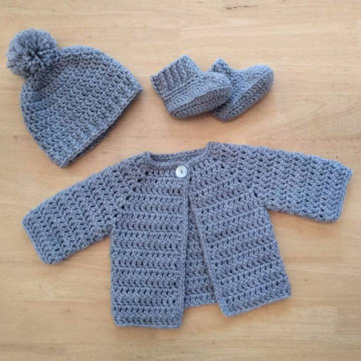 Free Crochet Baby Sweater Set Pattern