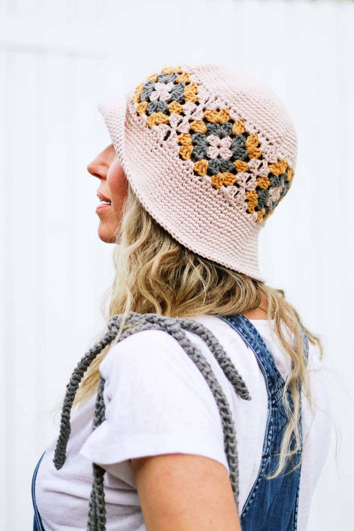 Free Crochet Granny Square Bucket Hat Pattern