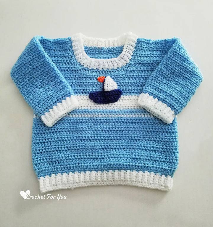 Free Crochet Set Sail Baby Sweater Pattern