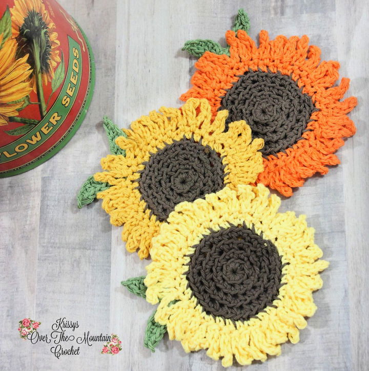 Free Crochet Sunflower Coaster Pattern