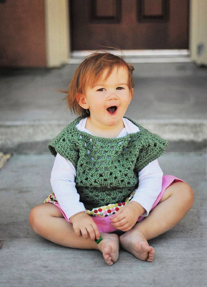 Granny Square Crochet Little Girl Sweater