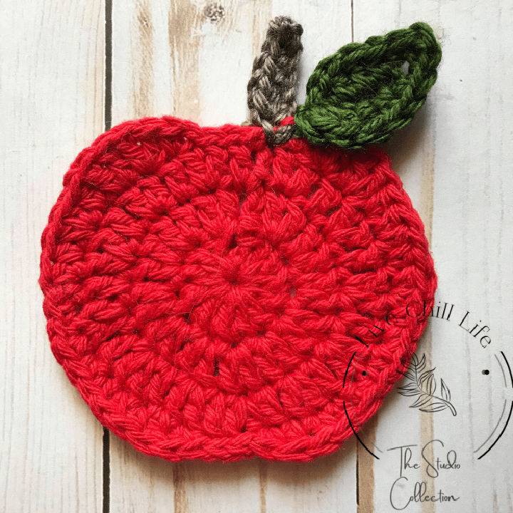 How to Crochet Apple Coaster Free Pattern