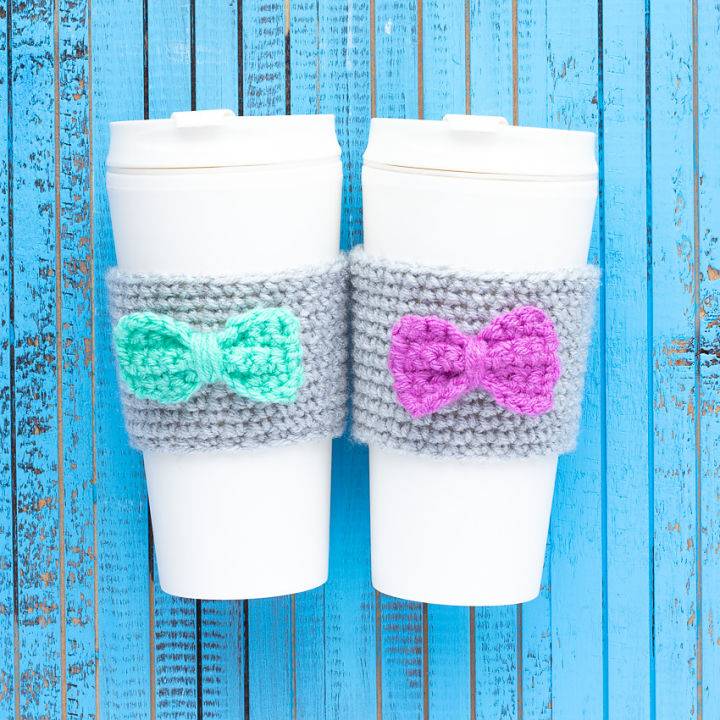 Crochet Bow for Coffee Sleeves