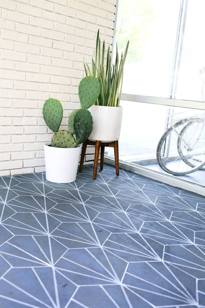 How to Make a Faux Cement Stenciled Tile