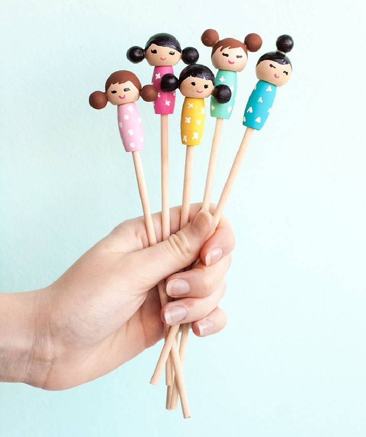 How to Create Kokeshi Doll Stir Sticks