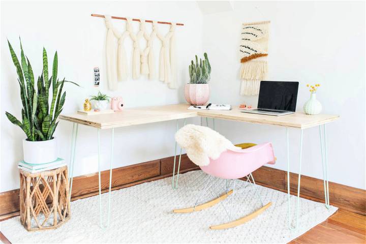 DIY L Shaped Desk With Hairpin Leg