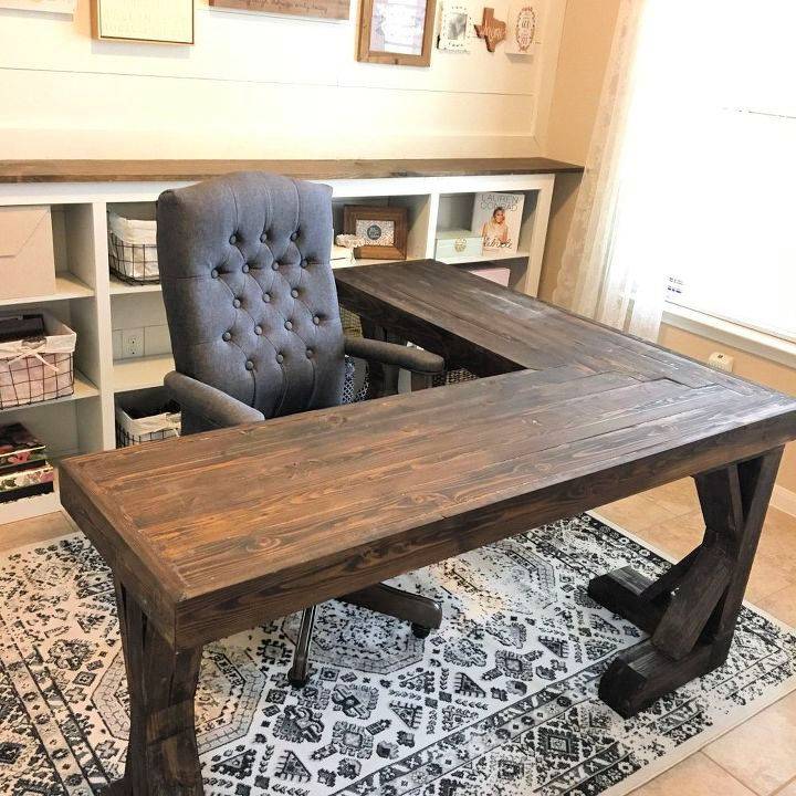 L Shaped Farmhouse Wood Desk