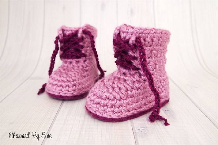 Free Crochet Lace Up Baby Booties Pattern